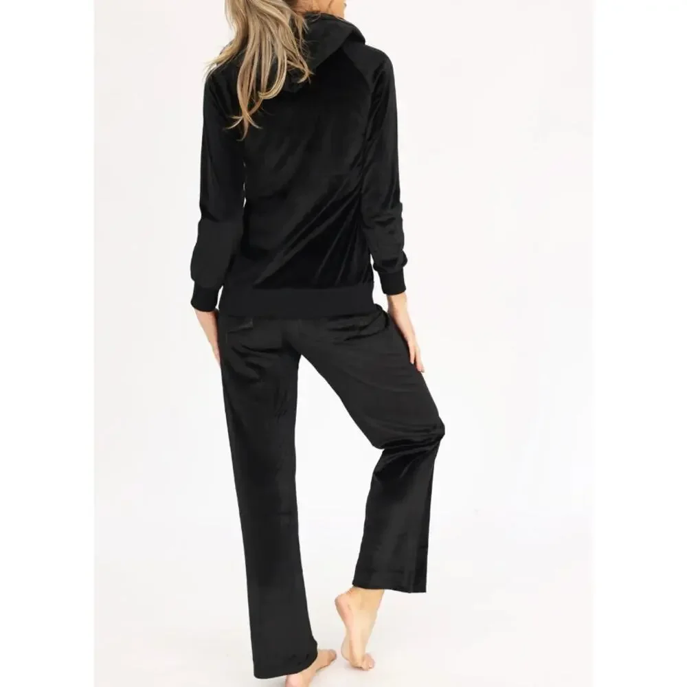 ANGEL MATERNITY Pull-On Pants XS Black Stretch Velour Straight Leg Comfort NWOT
